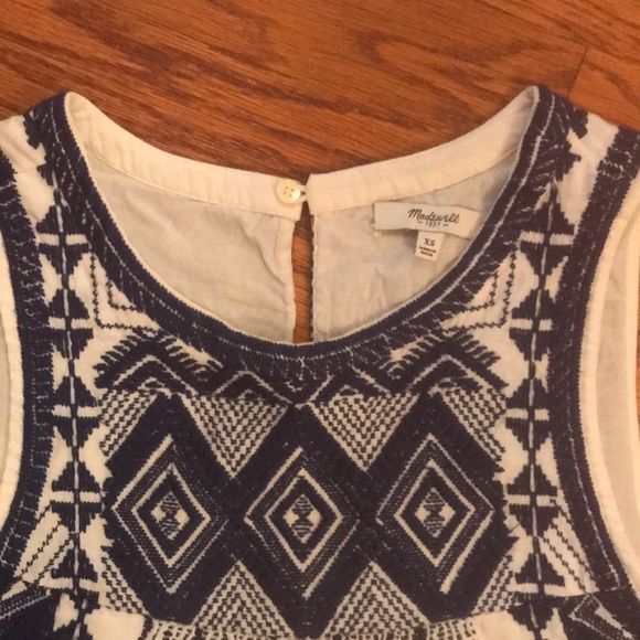Madewell white dress w navy embroidery - Picture 2 of 2